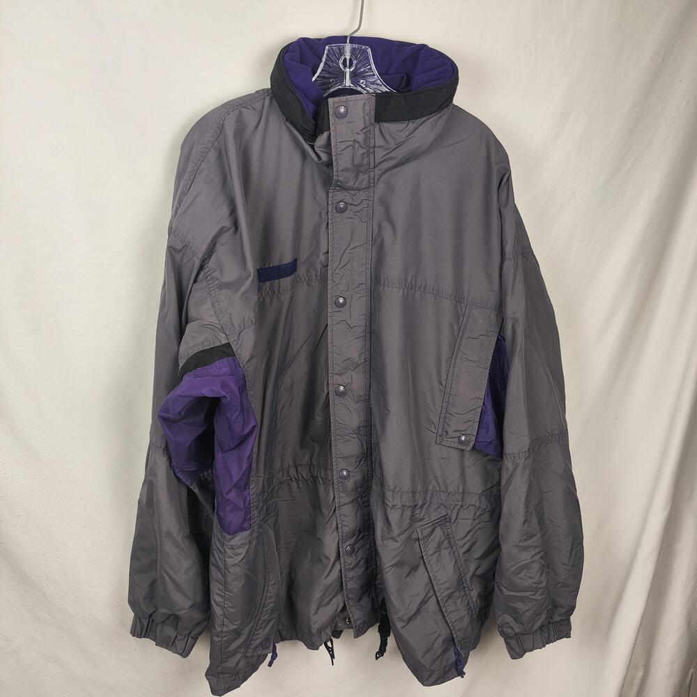 Vintage Columbia Jacket Mens 4XL Gray Long's Peak Hooded Purple Ski Parka 90s